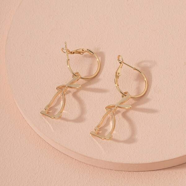 

Hollow Rabbit Drop Earrings, Gold