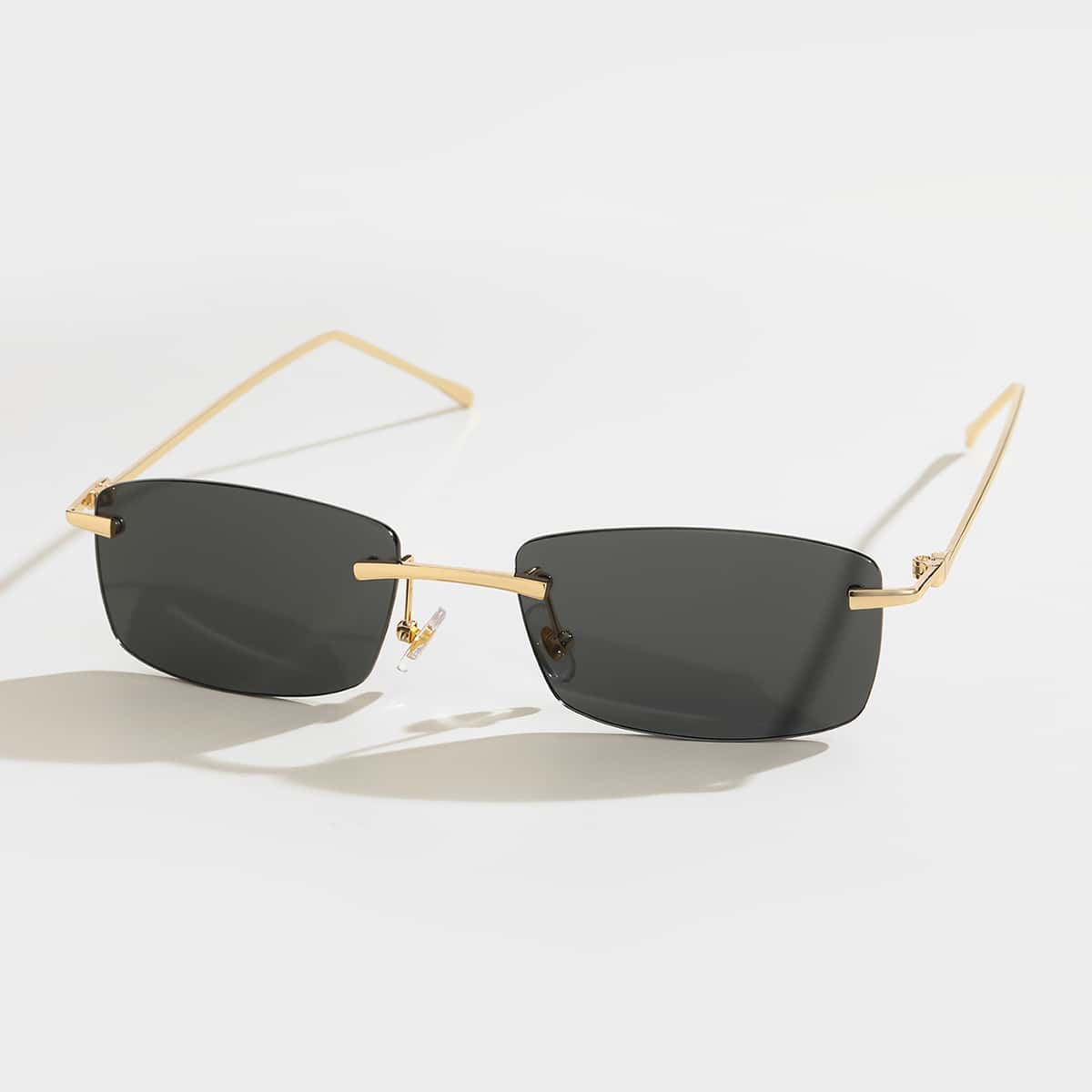 

Guys Square Rimless Sunglasses, Black