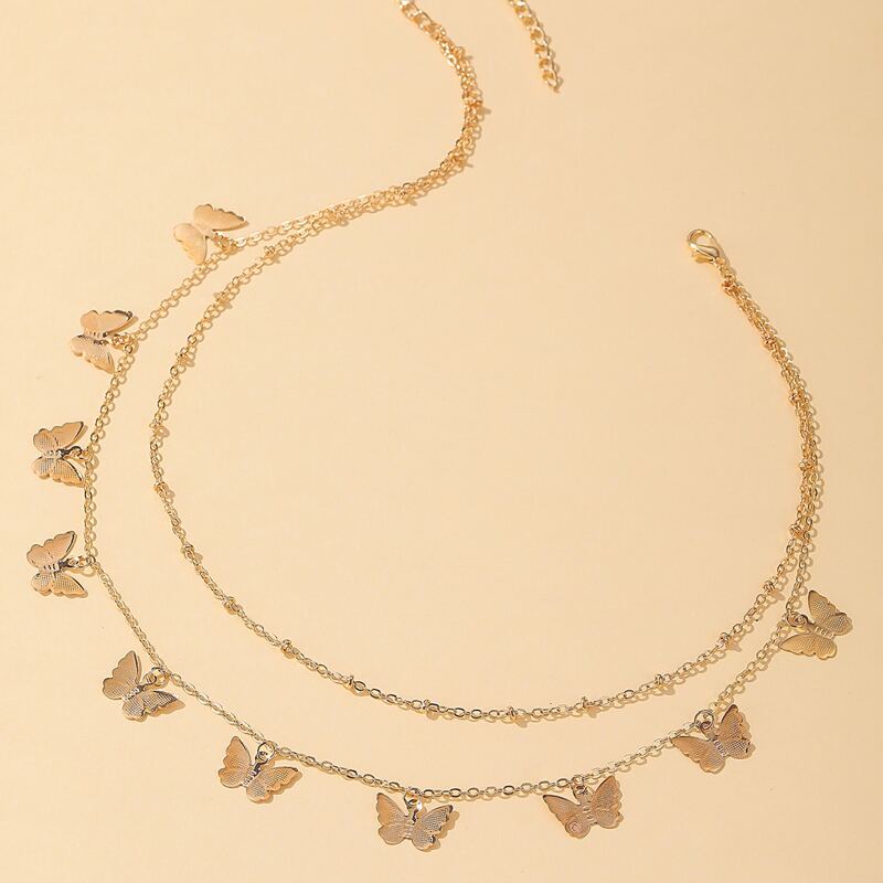 

Butterfly Layered Necklace, Gold