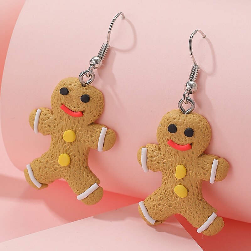 

Christmas Gingerbread Man Drop Earrings, Brown
