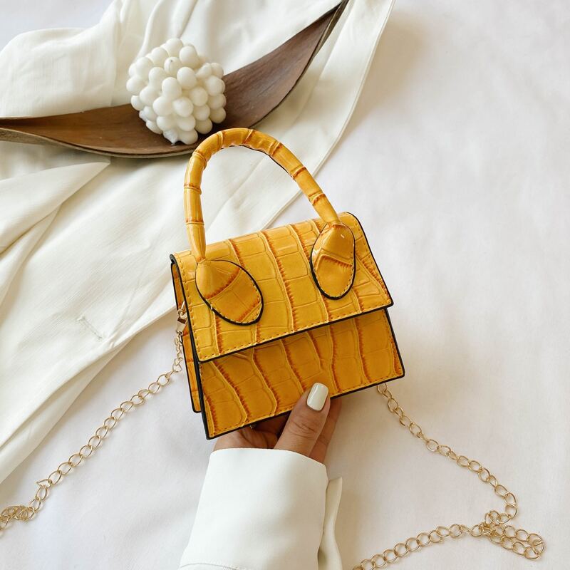 

Croc Embossed Mini Satchel Bag, Yellow