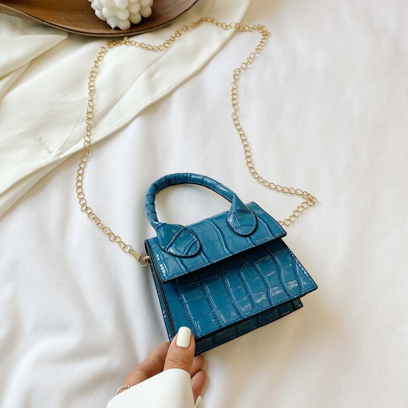 

Croc Embossed Mini Satchel Bag, Blue