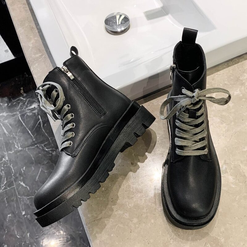 

Lug Sole Combat Boots, Black