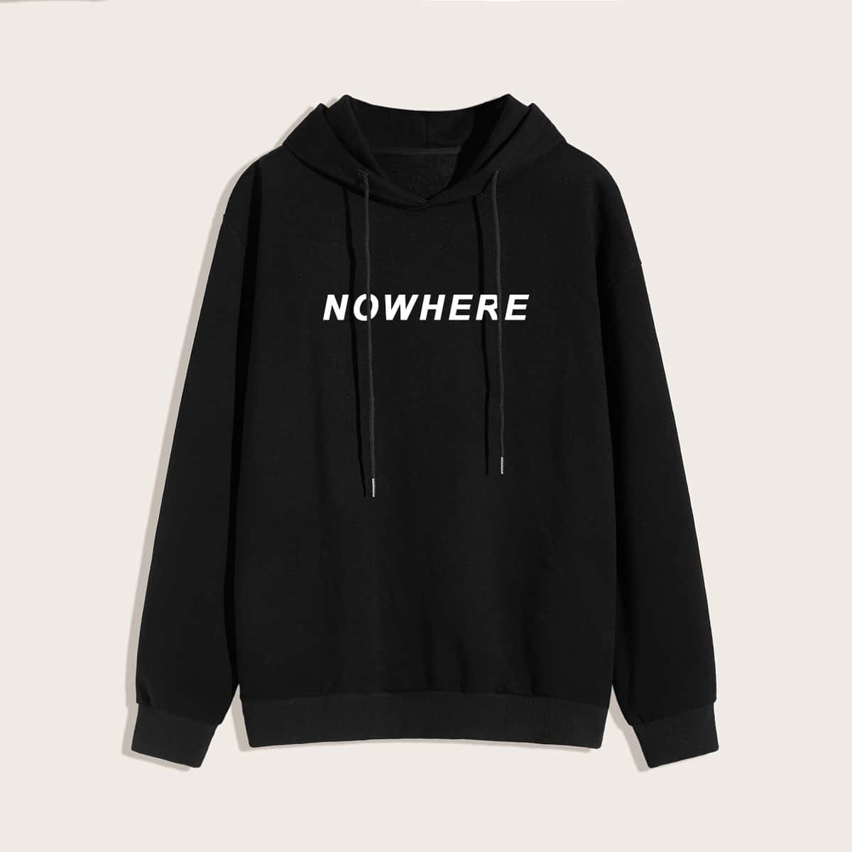 

Guys Letter Drawstring Hoodie, Black