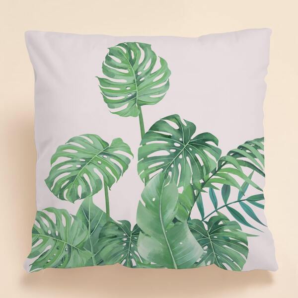 

Leaf Print Cushion Cover Without Filler, Multicolor