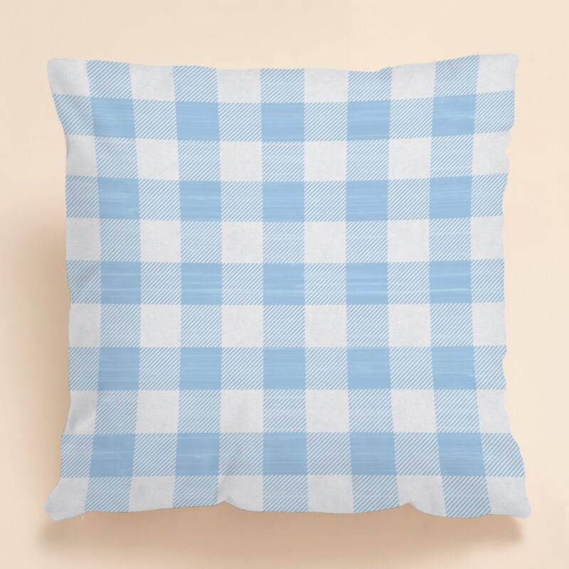 

Gingham Pattern Cushion Cover Without Filler, Baby blue