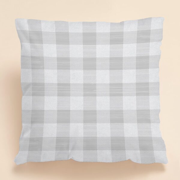 

Gingham Pattern Cushion Cover Without Filler, Grey