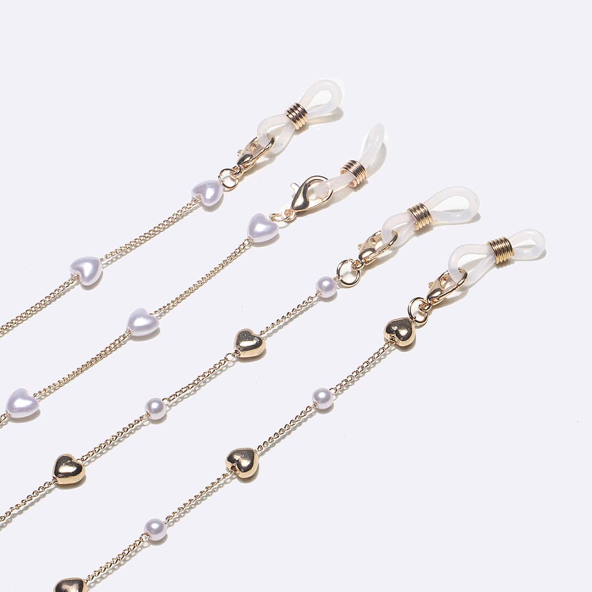 

2pcs Faux Pearl Decor Glasses Chain, Multicolor