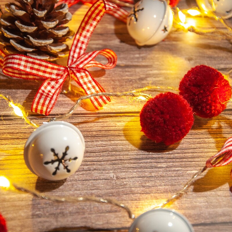 

1pc Christmas String Light With 10pcs Bells Bulb, Yellow