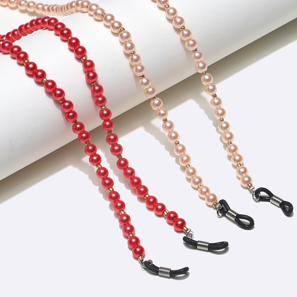 

2pcs Faux Pearl Decor Glasses Chain, Multicolor