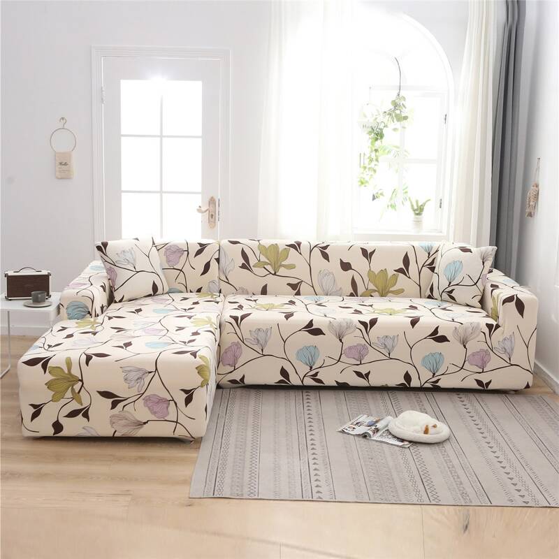 

Flower Print Stretchy Sofa Cover & 1pc Cushion Cover, Multicolor