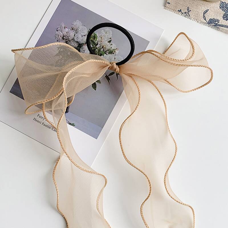 

Mesh Bow Knot Hair Tie, Apricot