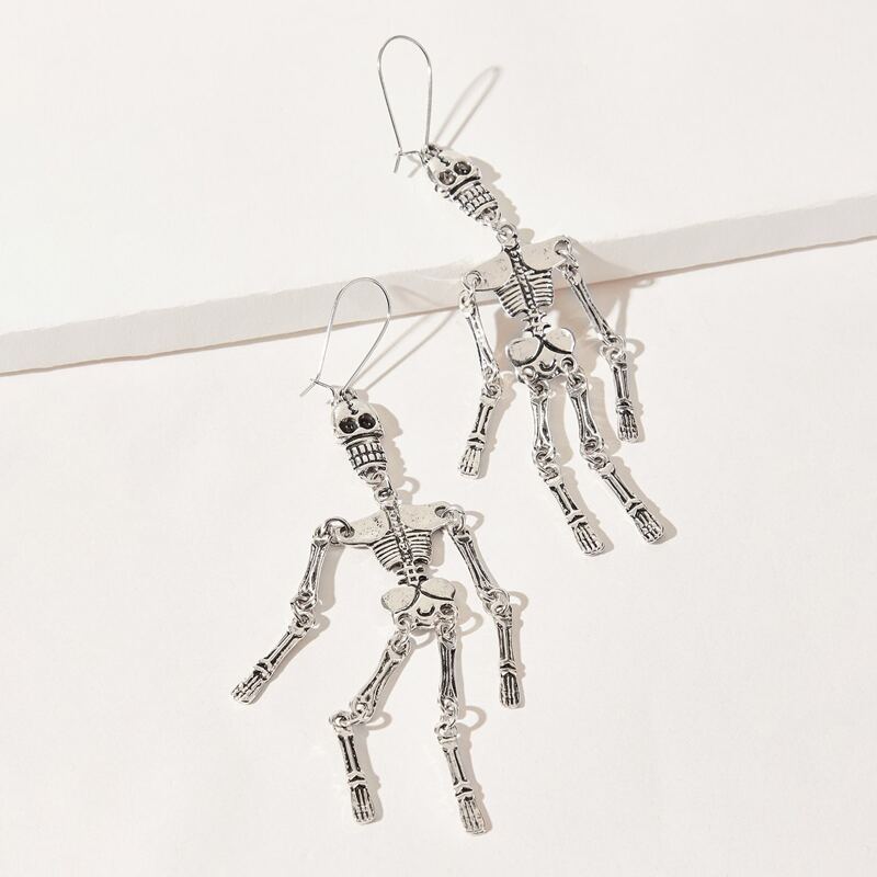 

Skeleton Drop Earrings, Antique silver