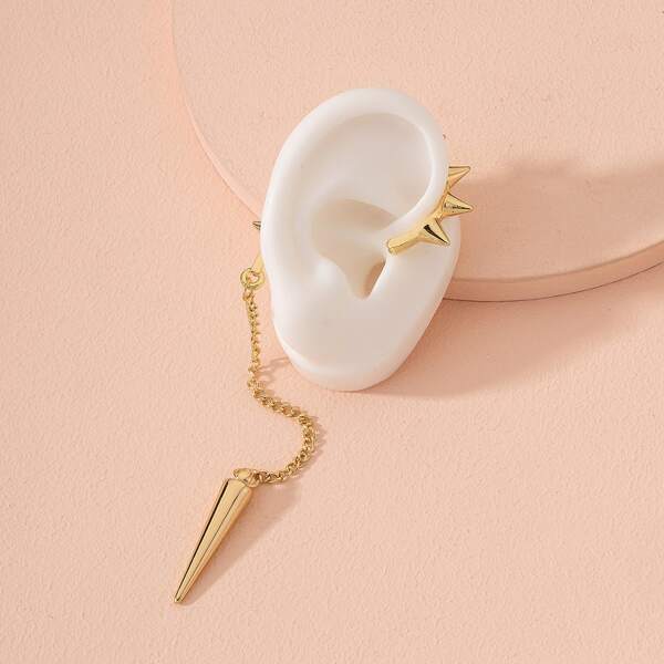 

1pc Structured Ear Climber, Gold