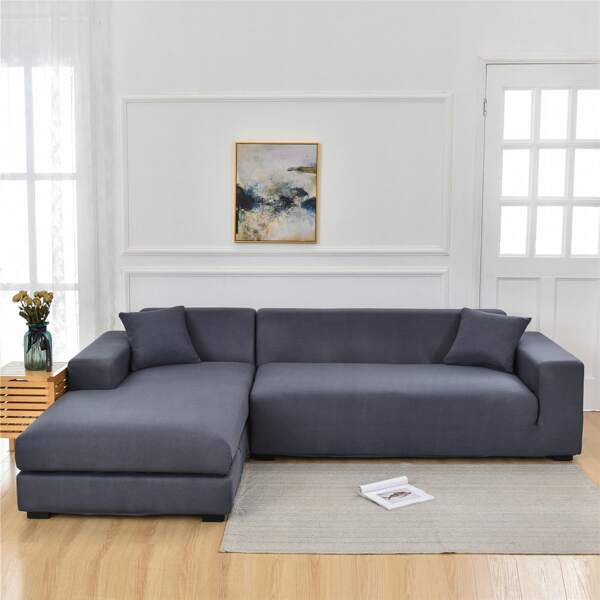 

Plain Stretchy Sofa Cover & 1pc Cushion Cover, Grey