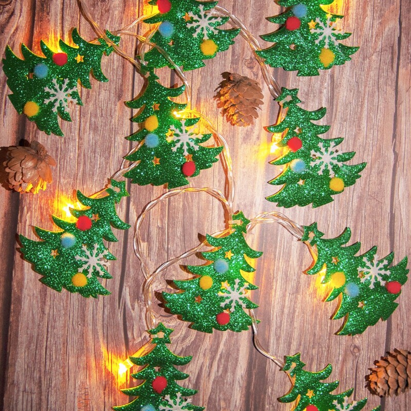 

1pc String Light With 10pcs Christmas Tree Bulb, Yellow