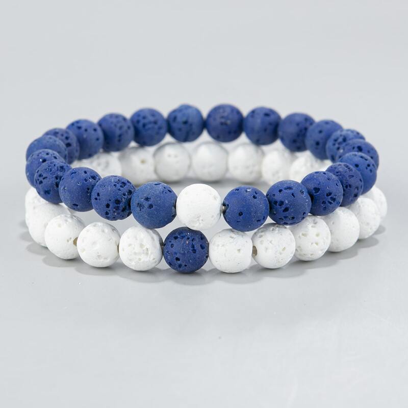

2pcs Guys Beaded Bracelet, Multicolor