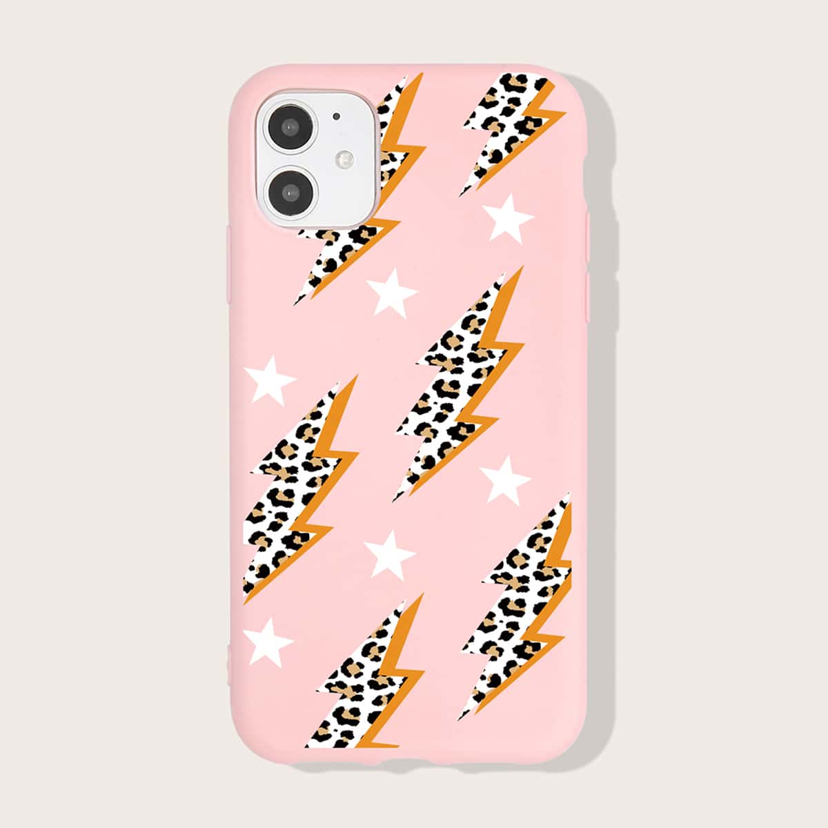 

Star & Leopard Lightning Print iPhone Case, Pink
