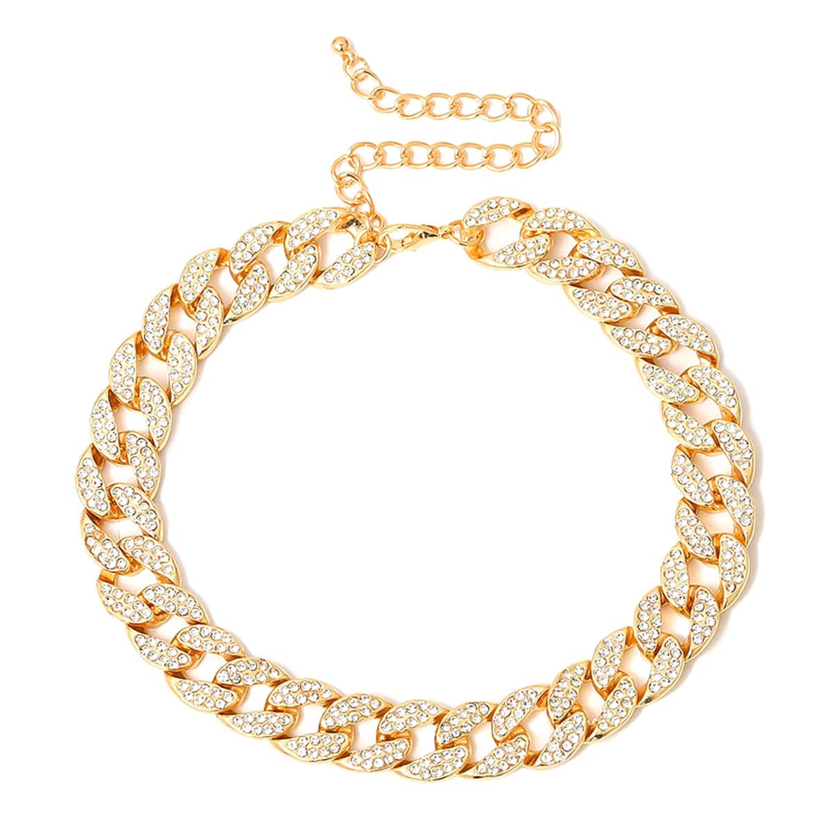 

Rhinestone Chunky Chain Choker, Gold