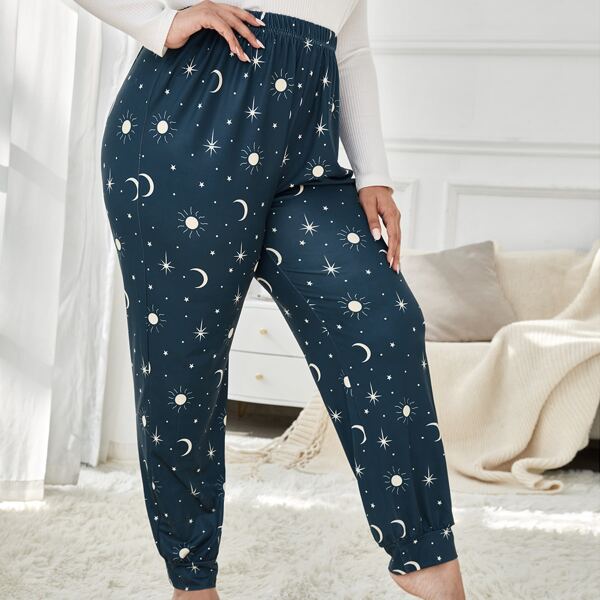 

Plus Galaxy Print Sleep Pants, Navy blue