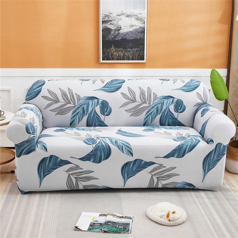 

Leaf Print Stretchy Sofa Cover & 1pc Cushion Cover, Multicolor