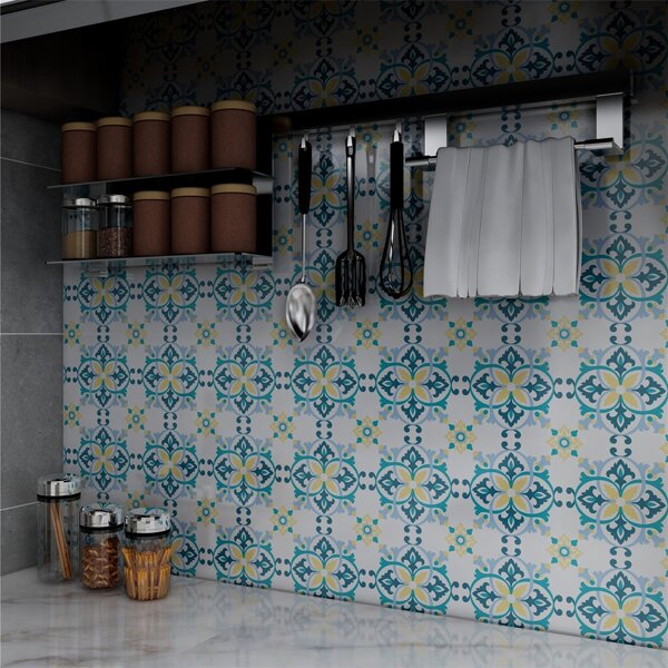 

10pcs Graphic Print Tile Sticker, Multicolor