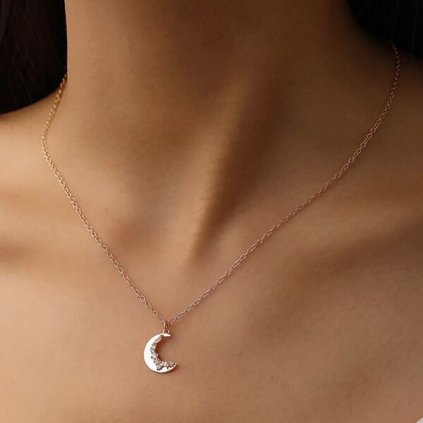 

Moon Charm Necklace, Gold