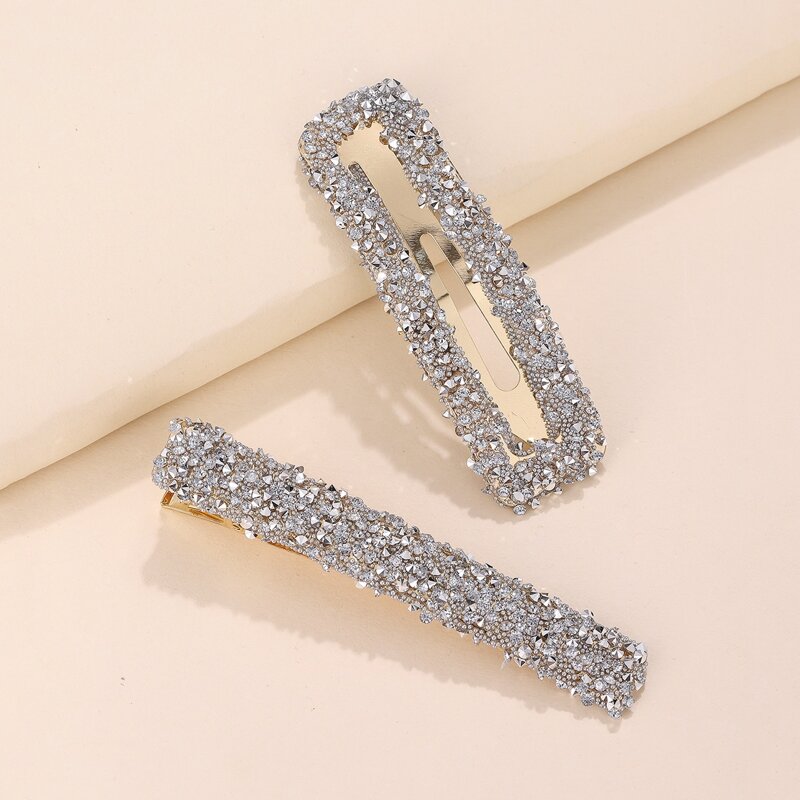 

2pcs Rhinestone Hair Clip, Silver