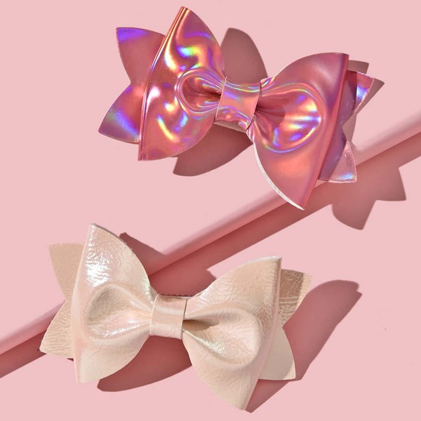 

2pcs Girls Bow Decor Hair Clip, Multicolor