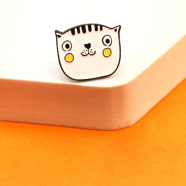 

Kids Cartoon Design Brooch, White