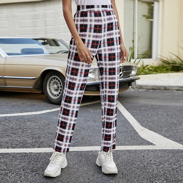

Plaid Straight Leg Pants, Multicolor