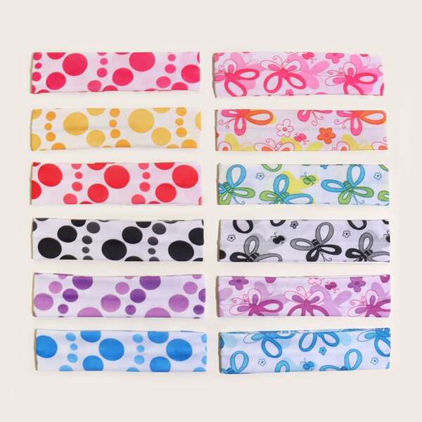 

12pcs Baby Butterfly Pattern Headband, Multicolor