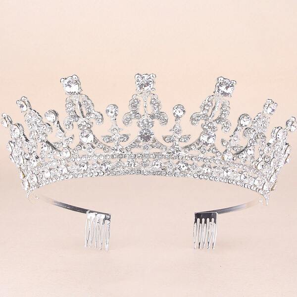 

Crown Design Rhinestone Hair Accessory, White