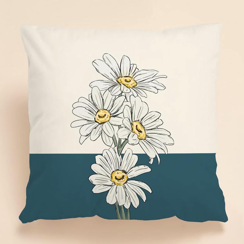 

Daisy Print Cushion Cover Without Filler, Multicolor