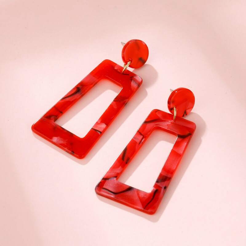 

Geo Drop Earrings, Red