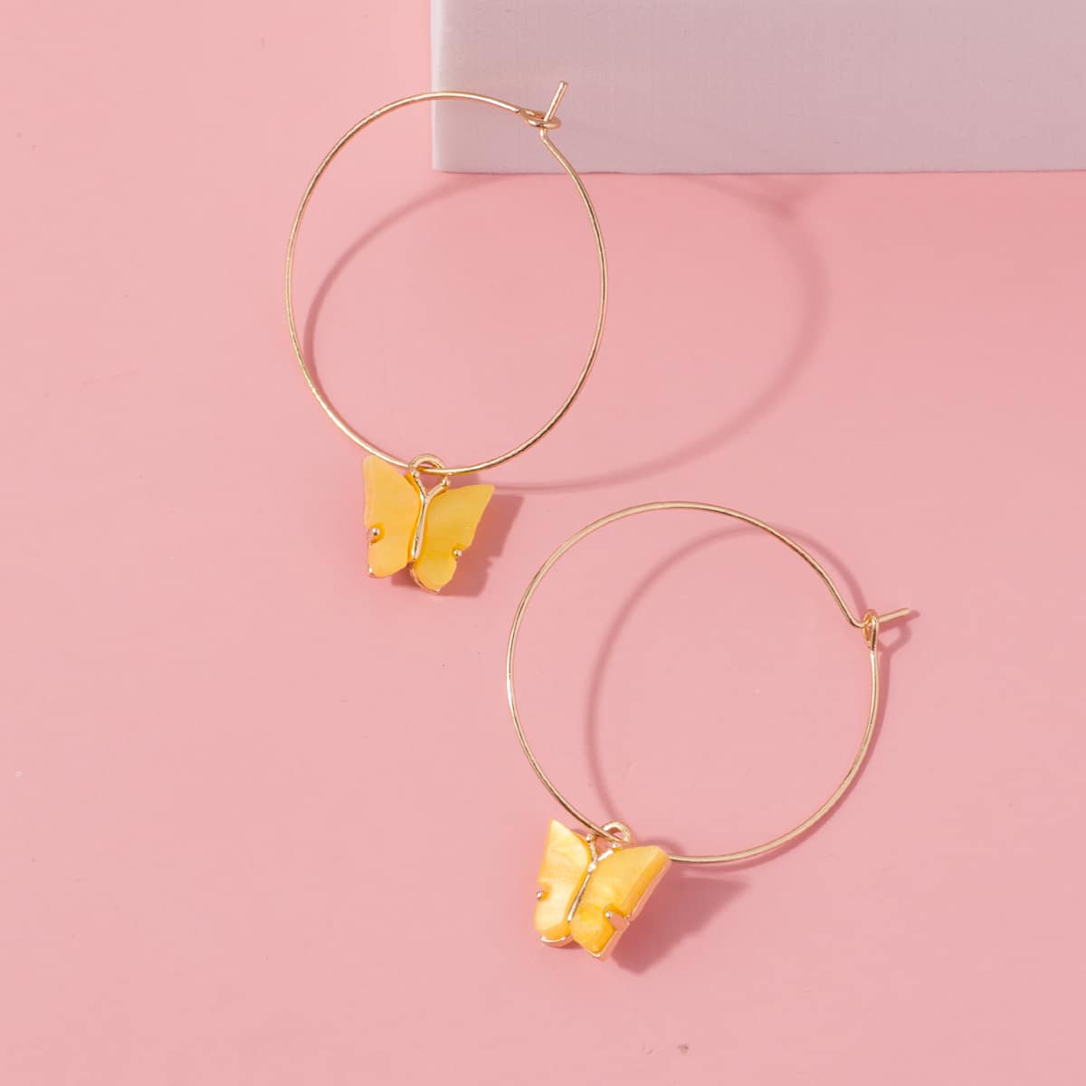 

Butterfly Hoop Earrings, Yellow