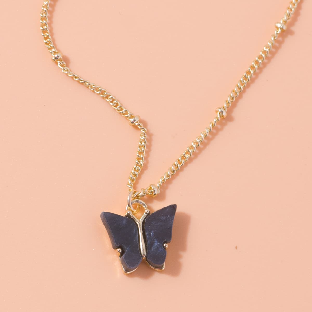 

Butterfly Charm Necklace, Black