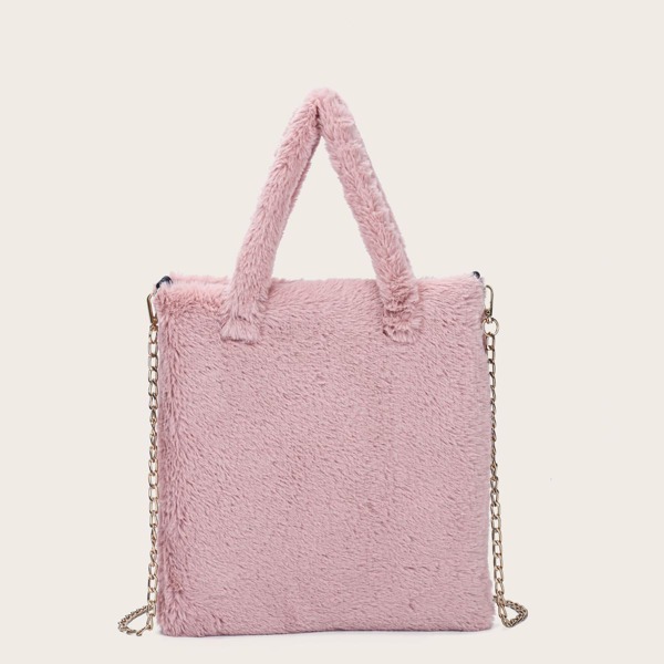 

Fluffy Chain Tote Bag, Dusty pink