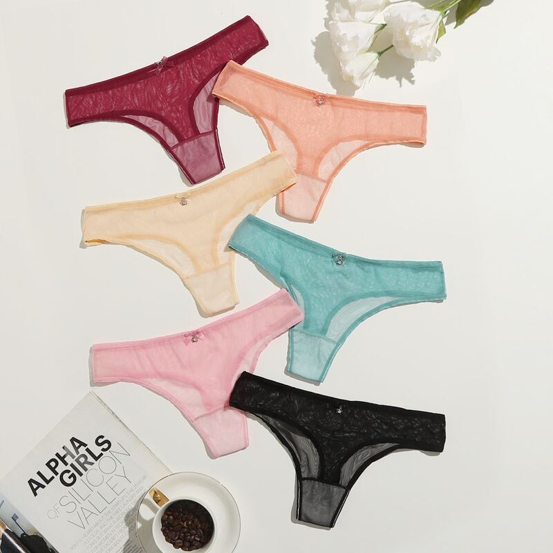 

6pack Simple Mesh Panty Set, Multicolor