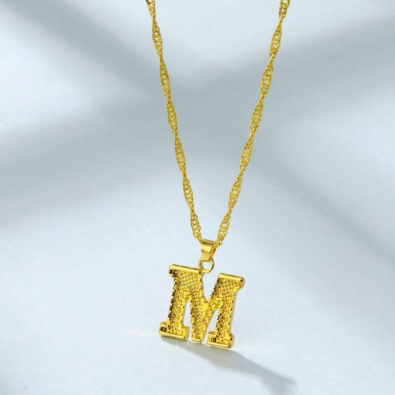

Letter M Pendant Necklace, Gold