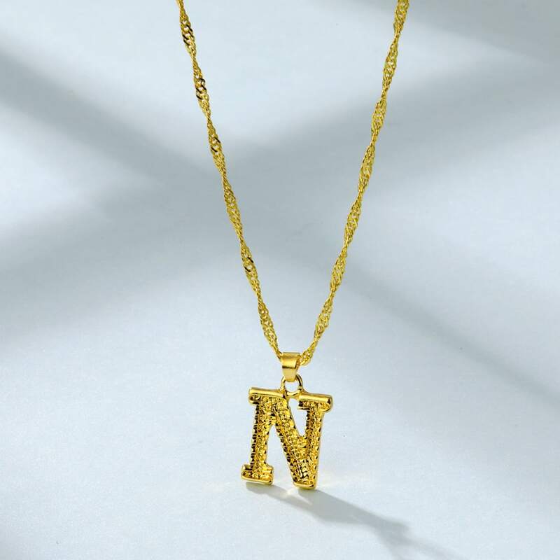 

Letter N Pendant Necklace, Gold