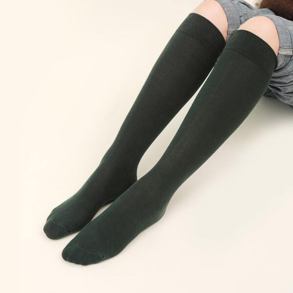 

Plain Over The Calf Socks, Dark green