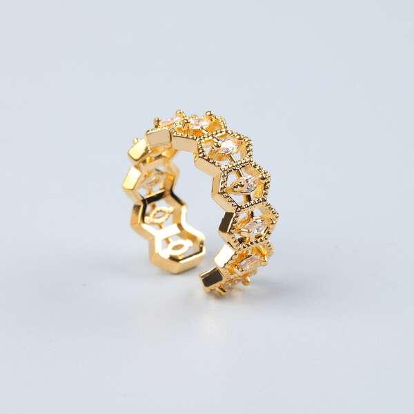 

Rhinestone Decor Ring, Gold