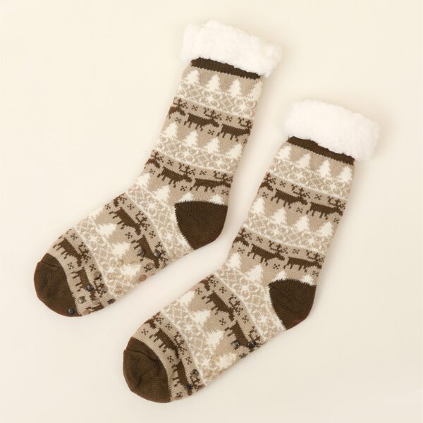

Elk Pattern Fleece Lined Socks, Multicolor