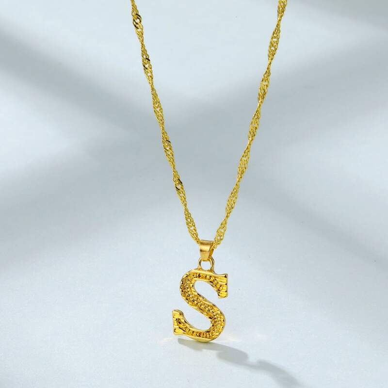 

Letter S Pendant Necklace, Gold