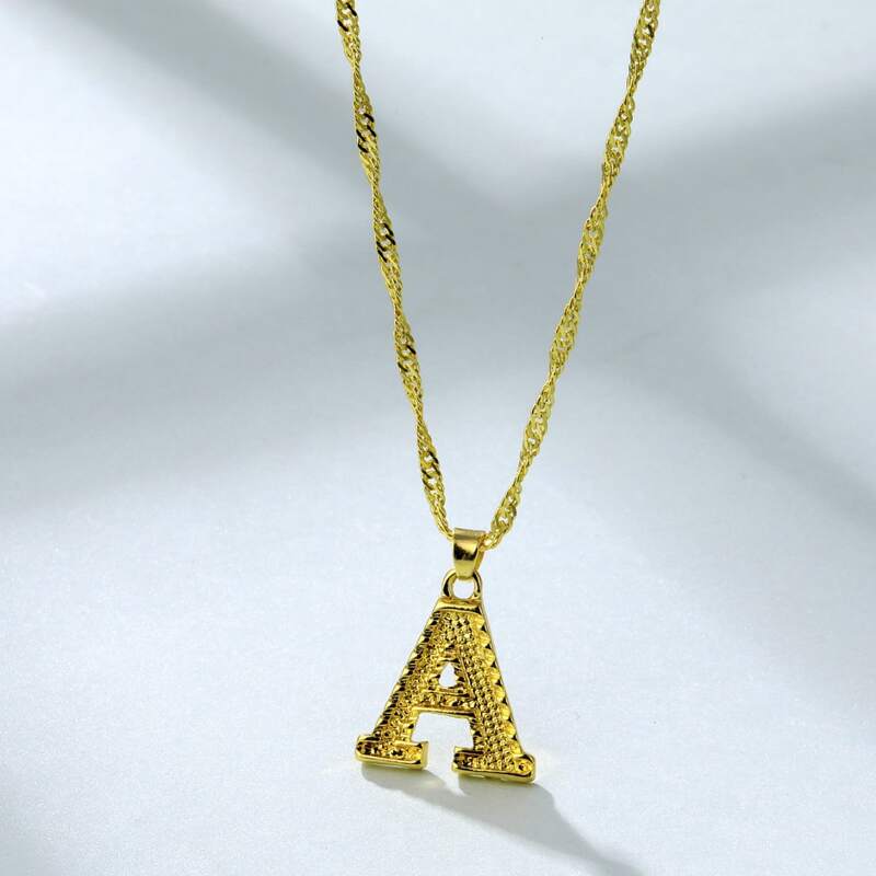 Letter A Pendant Necklace, Gold
