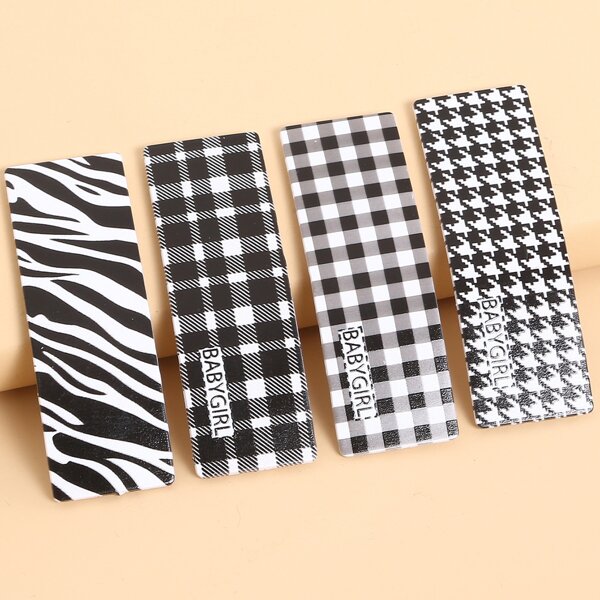 

4pcs Plaid Pattern Hair Clip, Multicolor