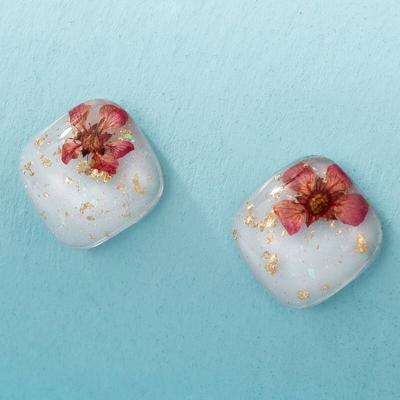 

Floral Square Stud Earrings, Multicolor
