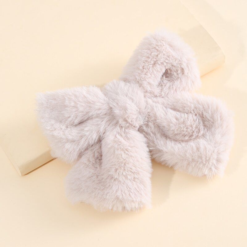

Fluffy Bow Decor Hair Clip, Beige