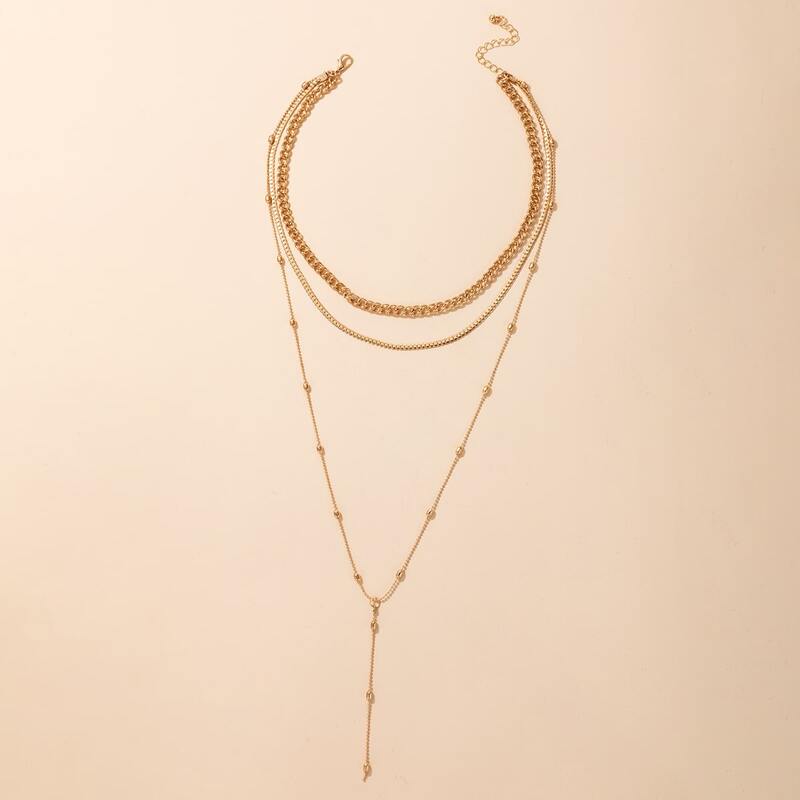 

Ball Decor Layered Chain Necklace, Gold